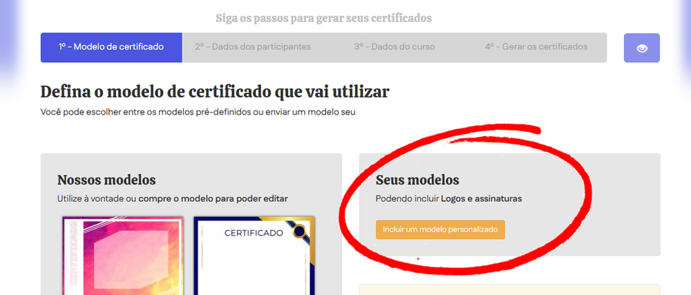 Certificados com CPF: enviando modelo personalizado